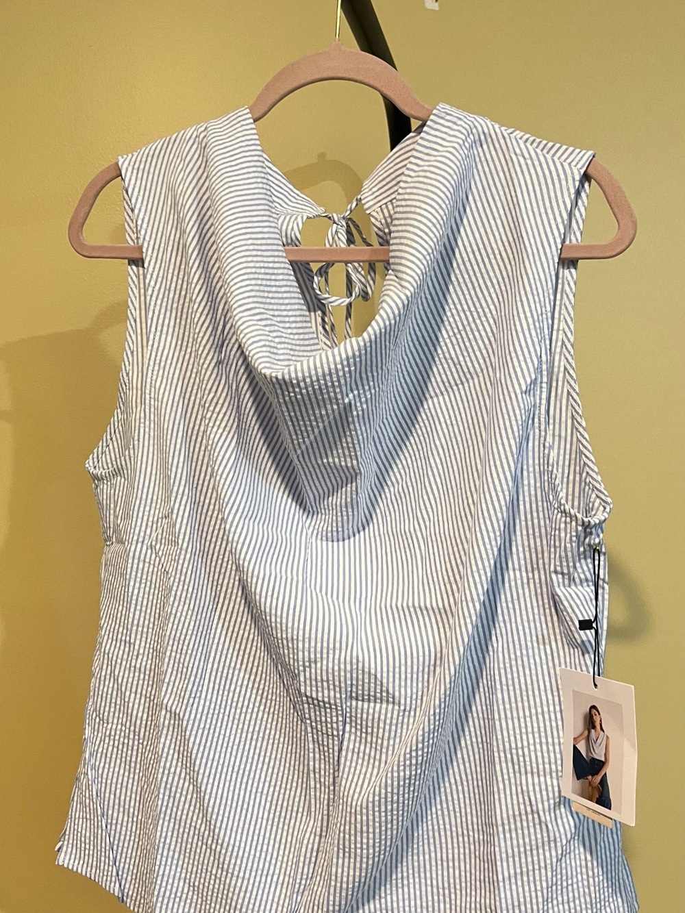 Nation LTD Striped Sleeveless Hooded Tank - White & Blue